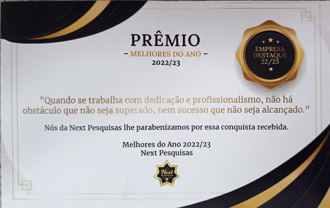 Diploma do Prêmio melhores do ano 2022/23